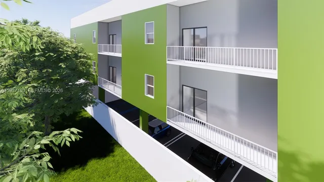 a view of balcony with a potted plant