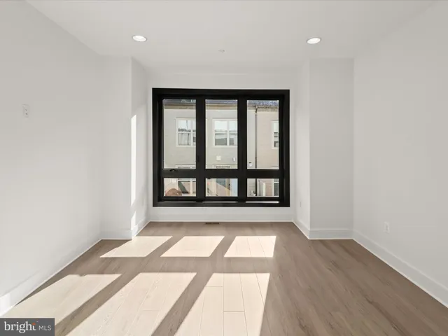 a living room with a large window