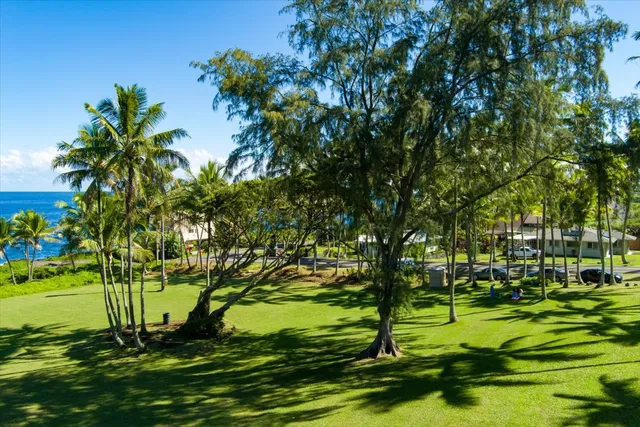 a view of a golf course with a lake