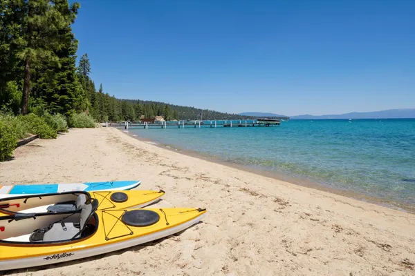 a view of a lake with a mountain