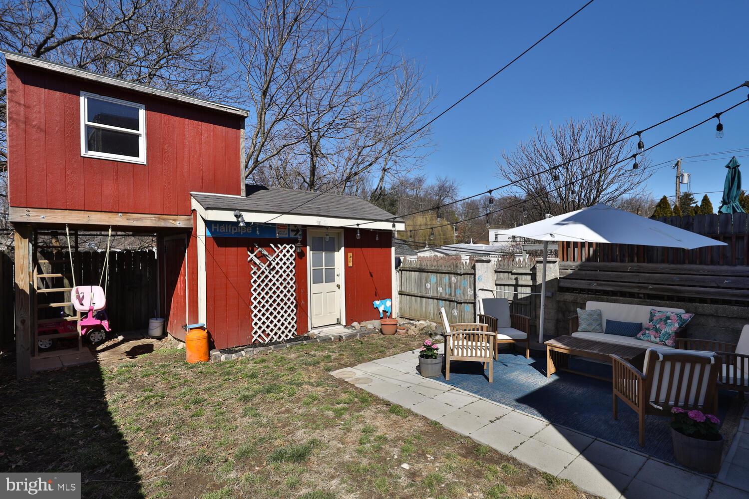 388 Ripka Street Philadelphia, PA 19128 - Photo 31 of 38 a view of a patio with a table and chairs under an umbrella