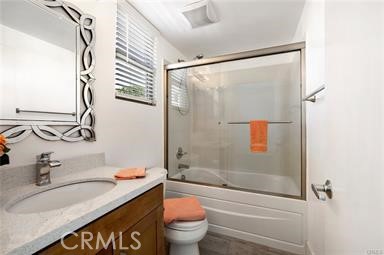 536 North Brea Boulevard Brea, CA 92821 - Photo 16 of 30 a bathroom with a granite countertop sink toilet and shower