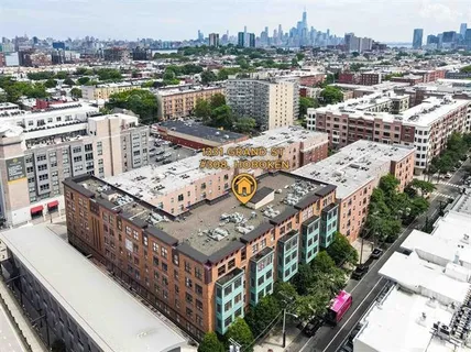 a city view with tall buildings