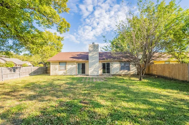 a view of a yard with a tree