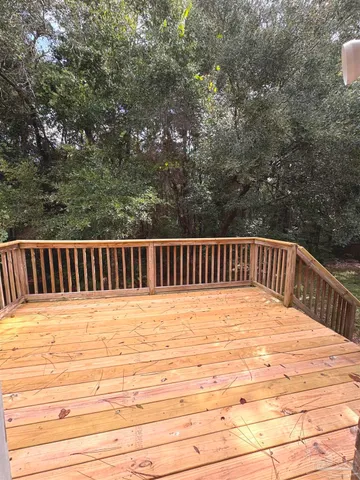 a view of a wooden deck