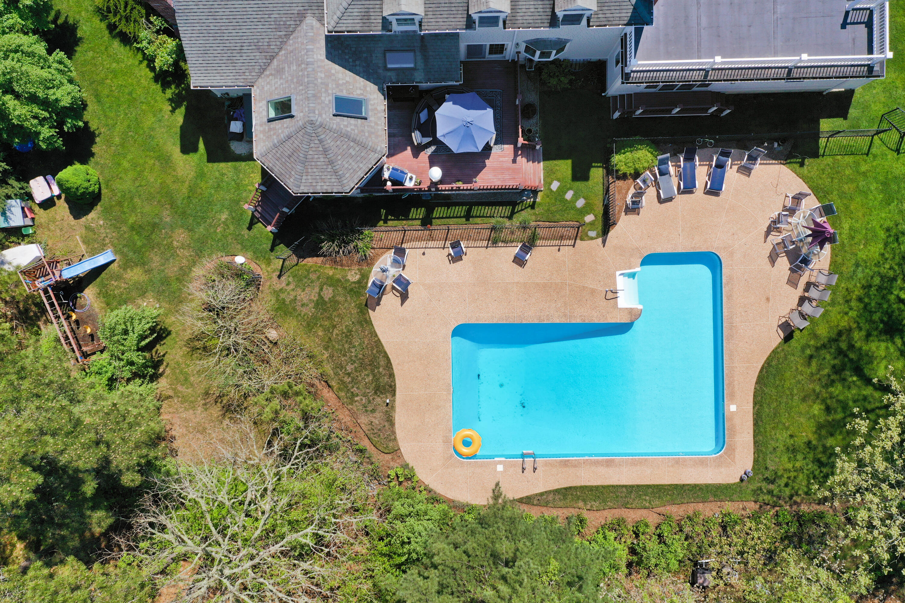 80 Farm Valley Road Osterville, MA 02655 - Photo 46 of 47 an aerial view of a house with yard swimming pool and outdoor seating