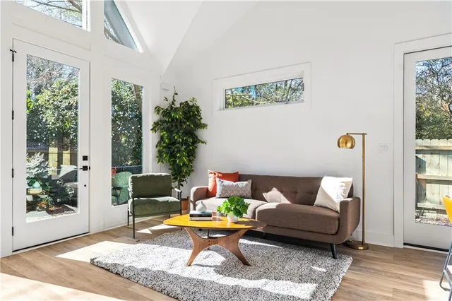 a kitchen with a stove and a white cabinet