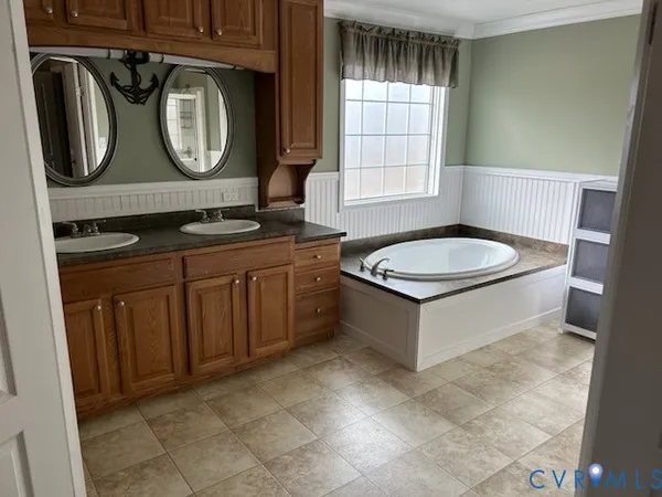 a bathroom with a glass door