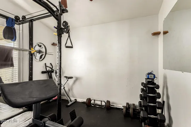 a view of a room with gym equipment