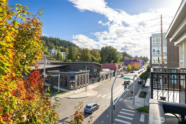 a view of balcony with furniture