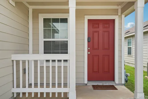 a view of wooden door