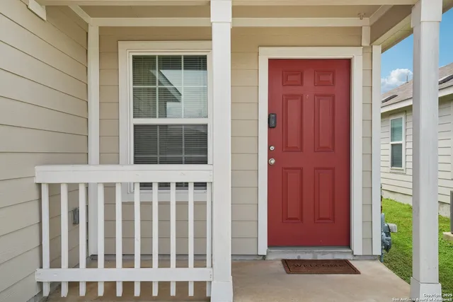 a view of wooden door