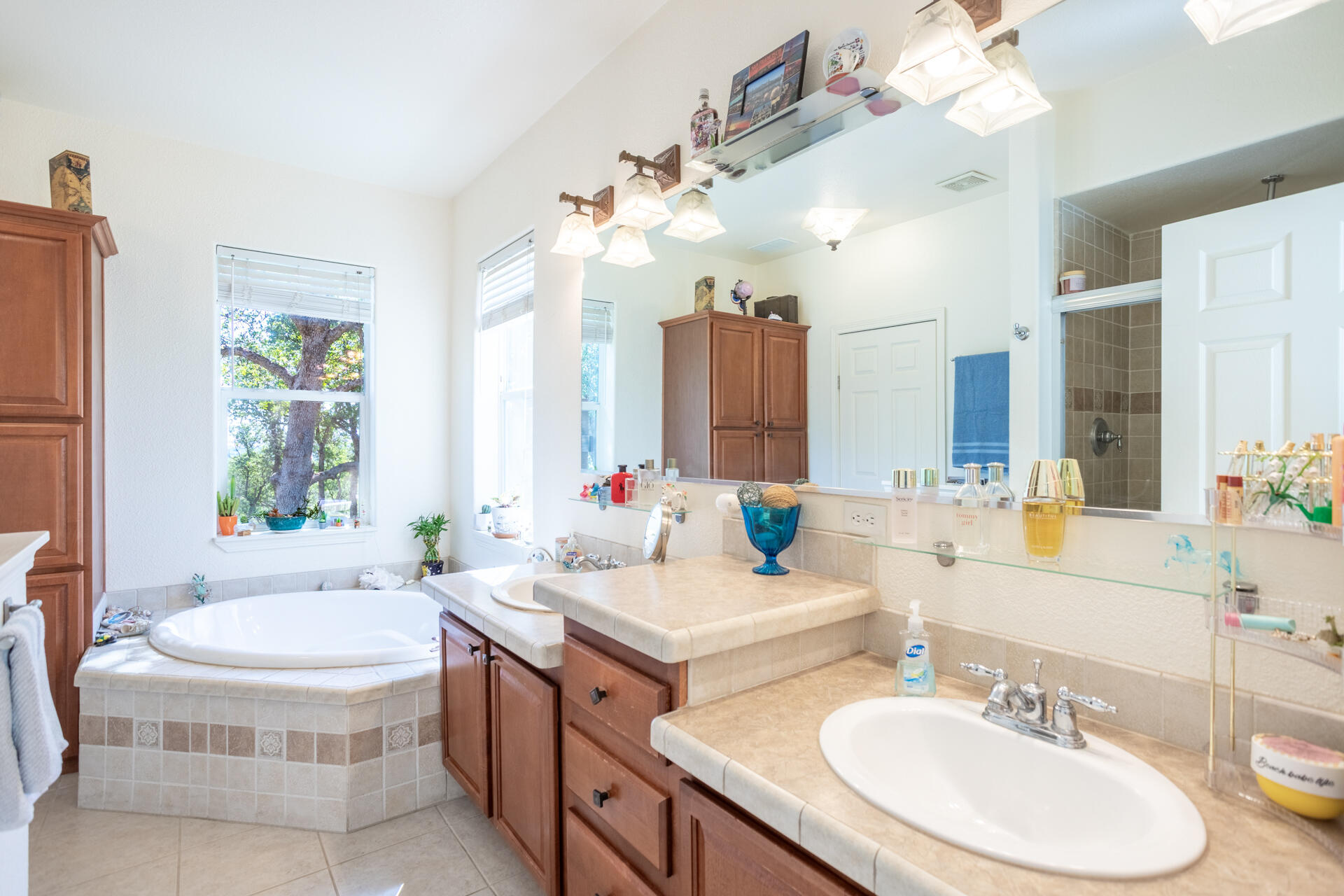 21100 Doe Run Way Red Bluff, CA 96080 - Photo 23 of 93 a bathroom with a sink double vanity granite and a mirror