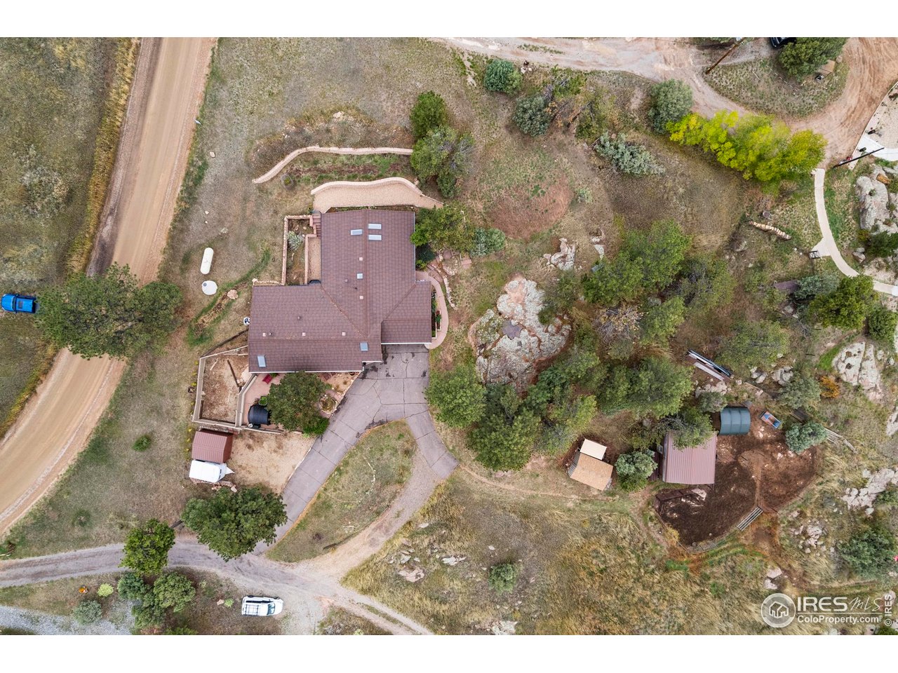 123 Mohawk Road Lyons, CO 80540 - Photo 31 of 35 Aerial View of House and horse facilities