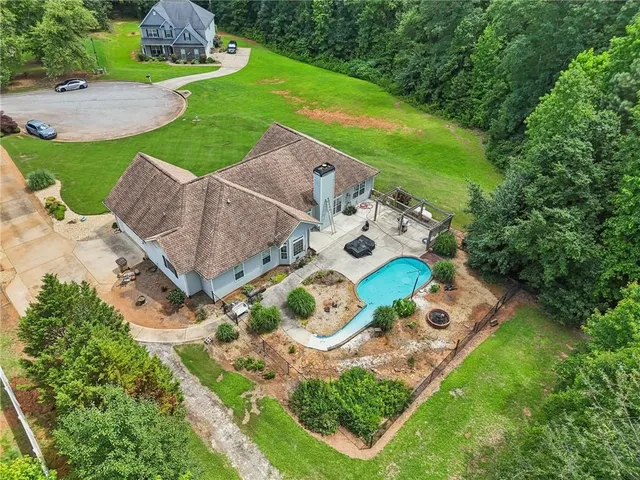an aerial view of a house