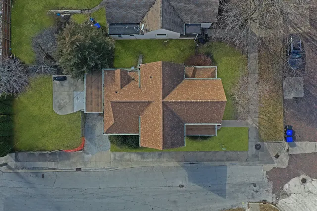 an aerial view of a house