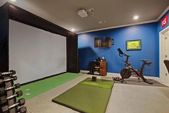 a view of a room with gym equipment