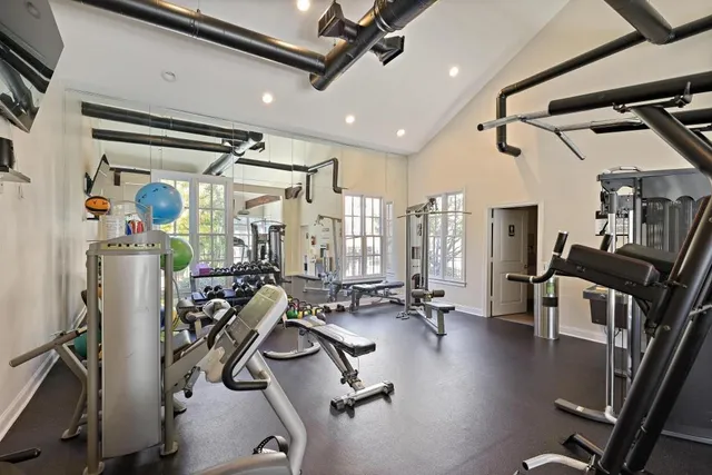 a view of a room with gym equipment
