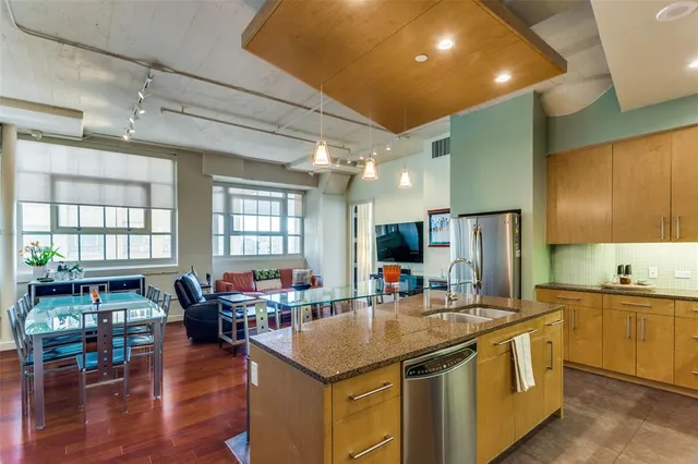 a kitchen with lots of counter top space