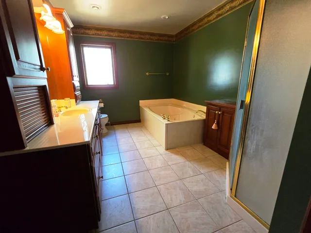 a view of a garage with storage