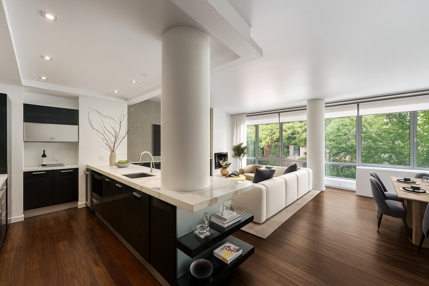 444 West 19th Street, Unit 201 Manhattan, NY 10011 - Photo 2 of 12 a large white room with a large window and furniture