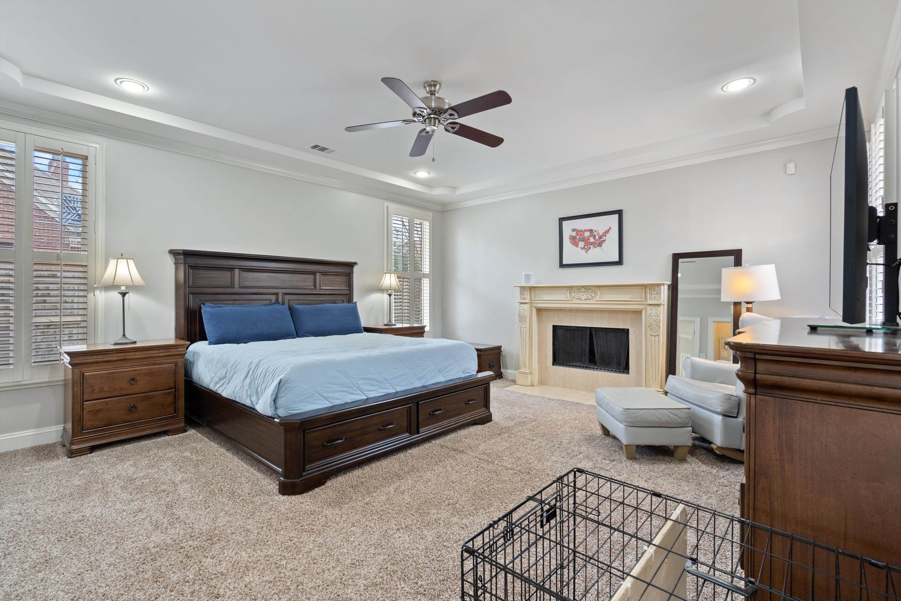 9335 Gresham Cove Germantown, TN 38139 - Photo 19 of 40 Primary Bedroom with Fireplace