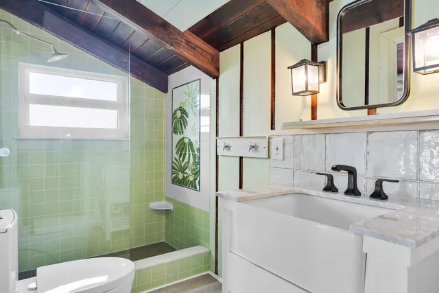 a bathroom with a shower