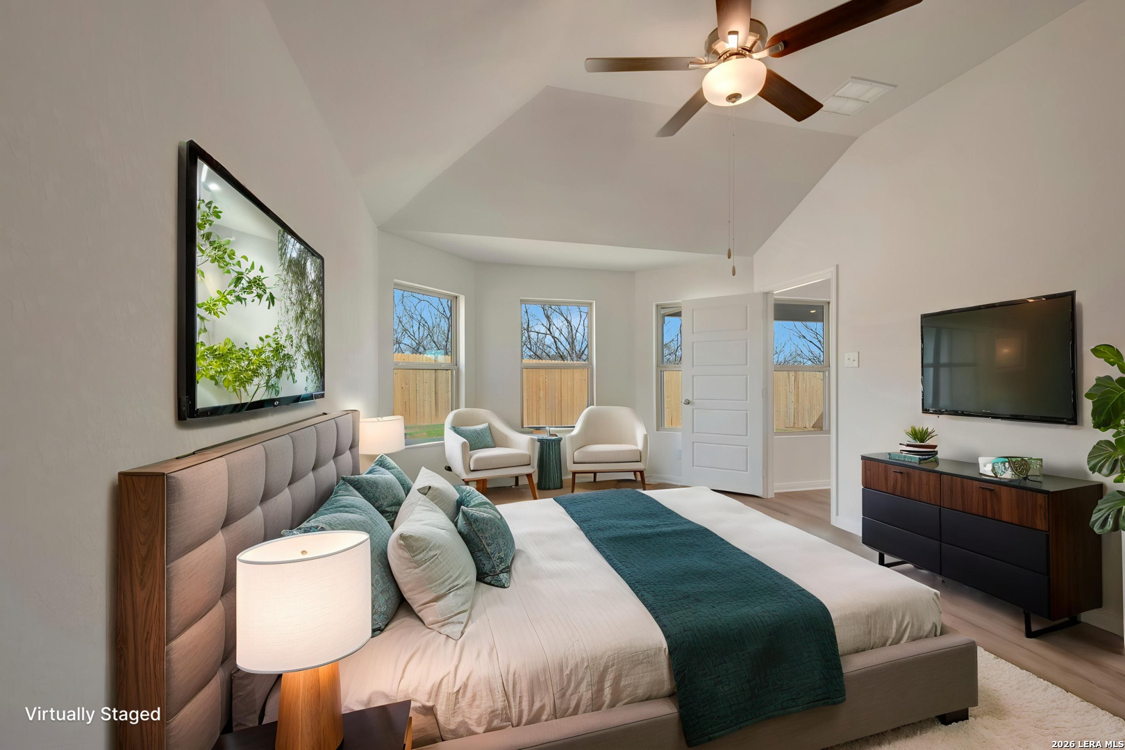 2829 Sun Bayou Seguin, TX 78155 - Photo 17 of 45 a bedroom with a bed and a flat screen tv