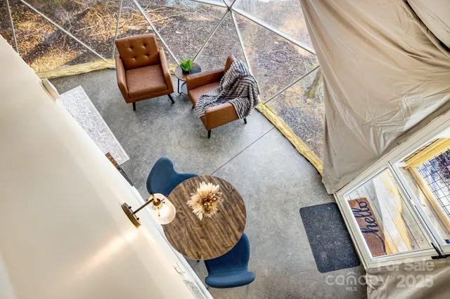 a view of a bench in a backyard