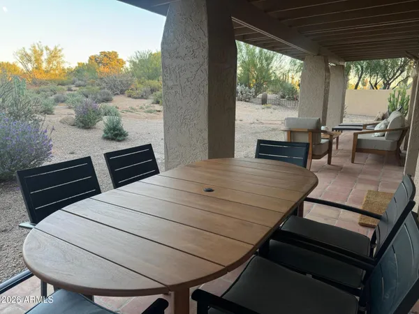 a outdoor space with chairs