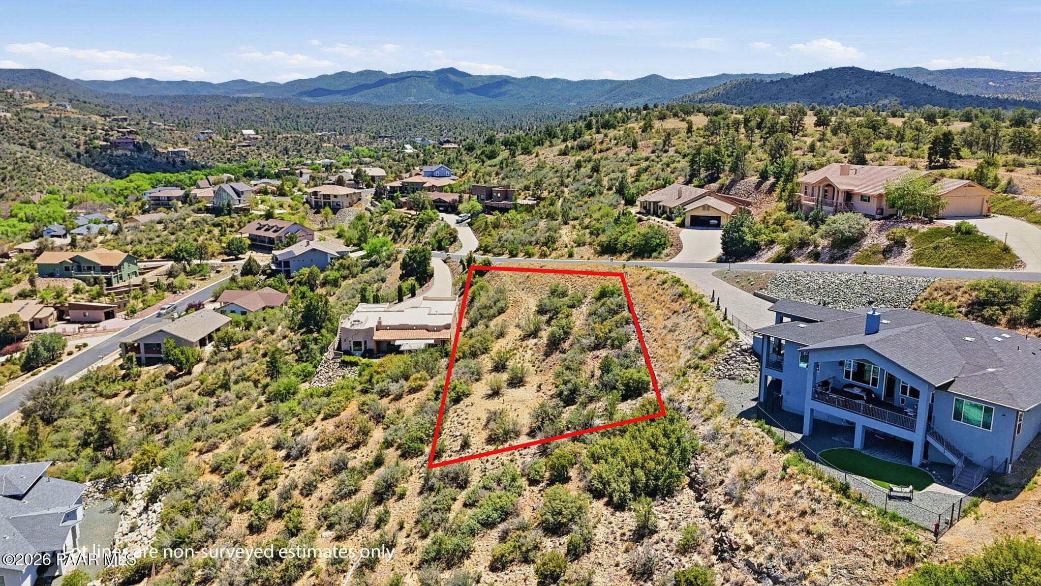 965 Hunter Ridge Road Prescott, AZ 86303 - Photo 15 of 16 2-Aerial 1 Lot Lines