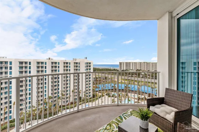 a view of a balcony with couch