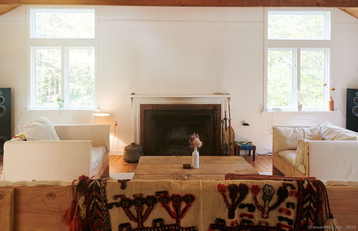 433 Segar Mountain Road Kent, CT 06785 - Photo 9 of 15 a living room with furniture and a fireplace