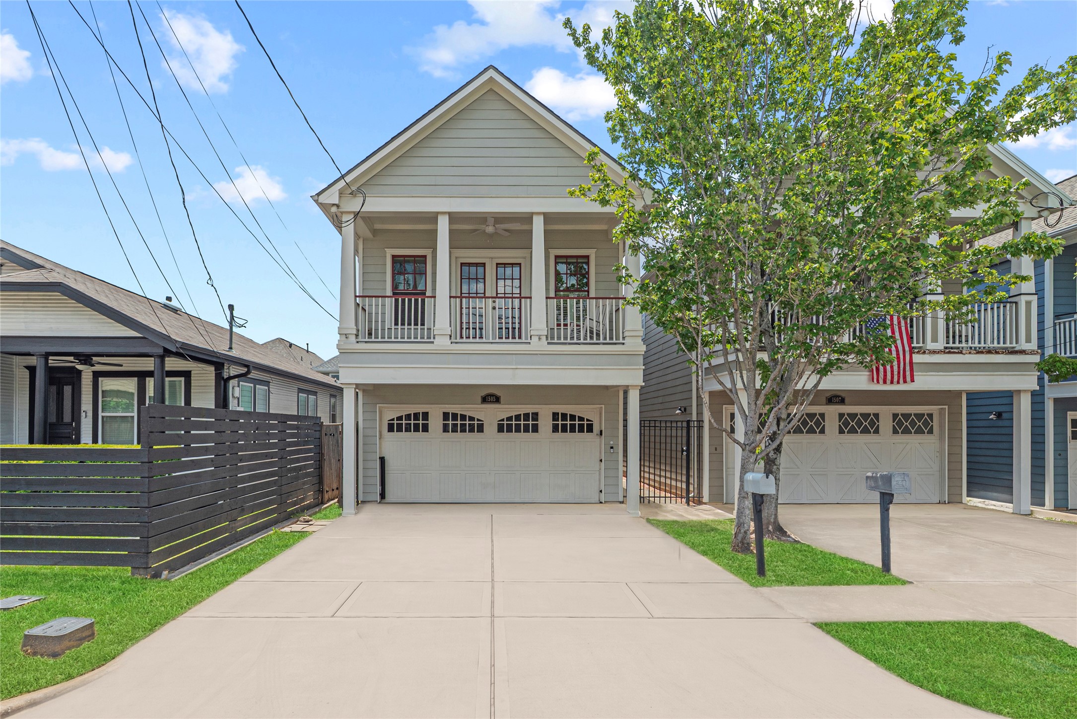 1505 Prince Street Houston, TX 77008 - Photo 1 of 39 Welcome home to 1505 Prince Street — a freestanding Victorian-style home in the Houston Heights offering a balcony, 2-car garage, and a double driveway for ample overflow parking. A locked gate serves as the guest entrance while easy garage access keeps things simple for the owner, and the extra elbow room from neighbors gives it a spacious feel without the tight footprint typical of the area — all just steps from nearby hotspots. **driveway photo has been enhanced by virtual cleaning.