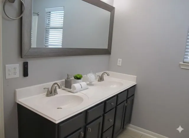 a bathroom with a sink and a vanity