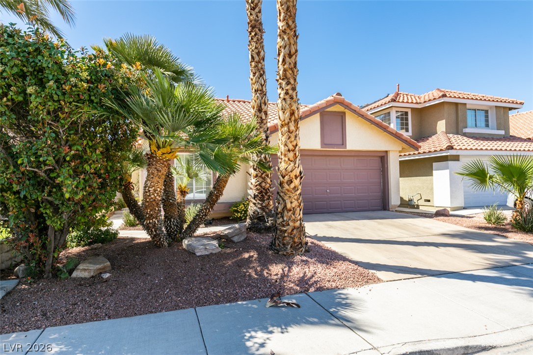 307 Cavalla Street Henderson, NV 89074 - Photo 3 of 44 A terracotta-tiled roof and desert landscaping define this home's inviting curb appeal.