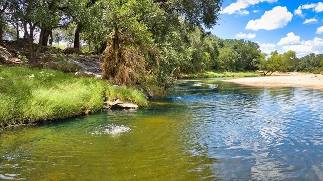 a front view of a house with a garden and trees