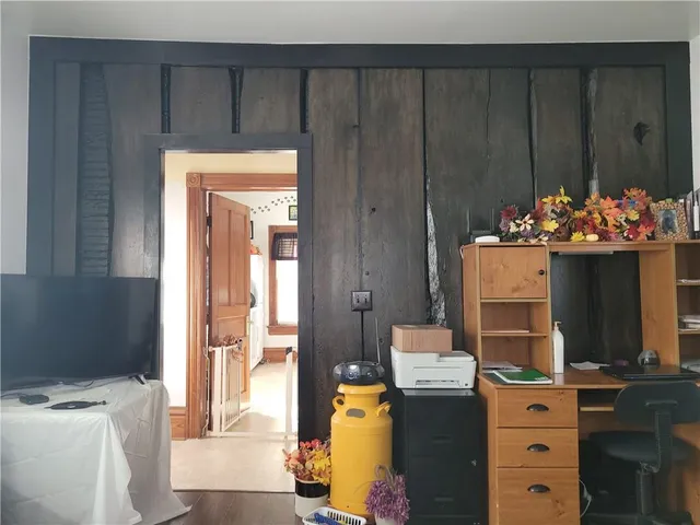 a kitchen with a stove and a refrigerator