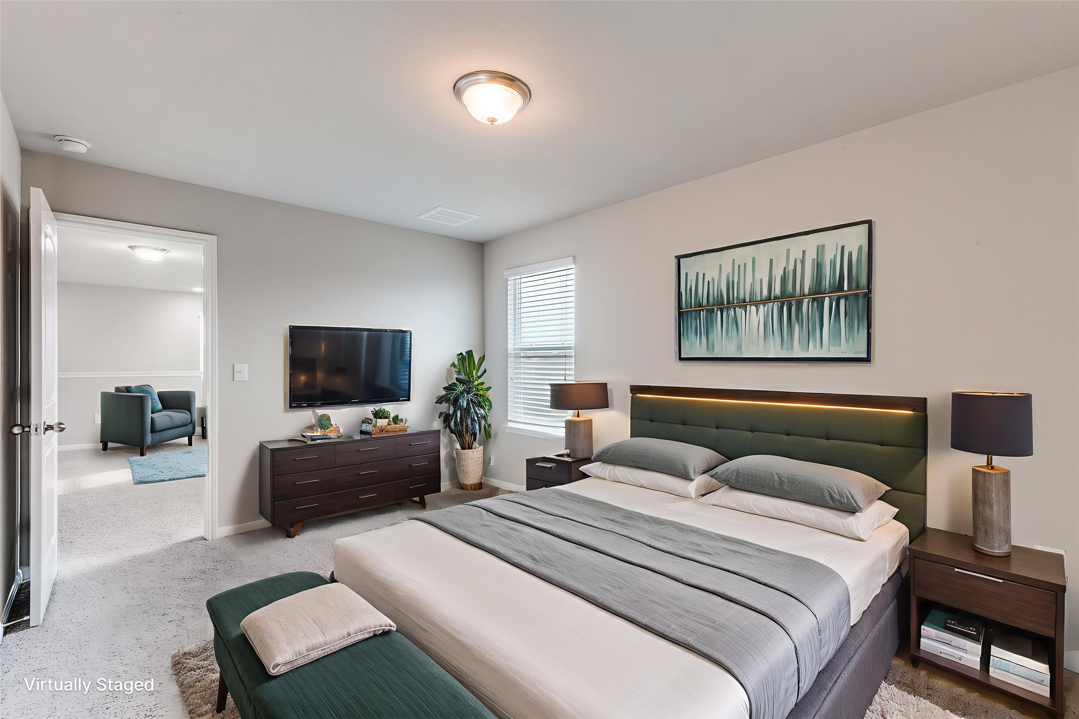 348 Shiner Lane Georgetown, TX 78626 - Photo 29 of 37 a bedroom with a bed a couch and wooden floor