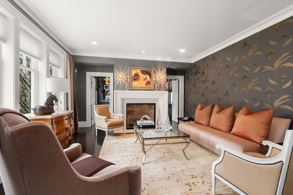 72 Love Lane Weston, MA 02493 - Photo 7 of 41 a living room with furniture and a fireplace