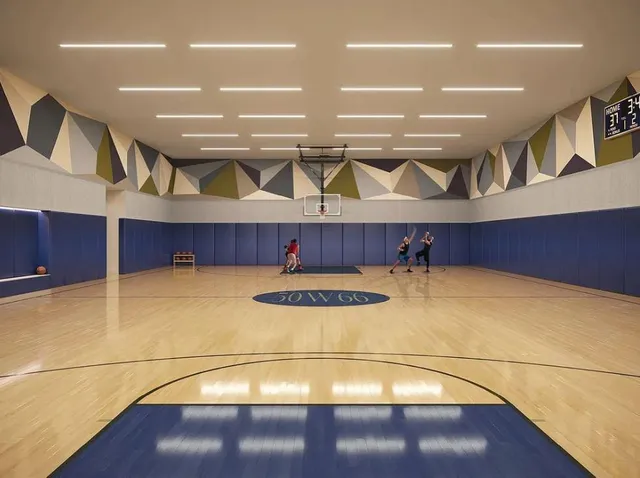 a view of an indoor swimming pool