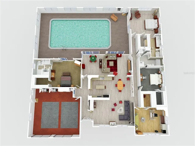 a view of a yard with a tree