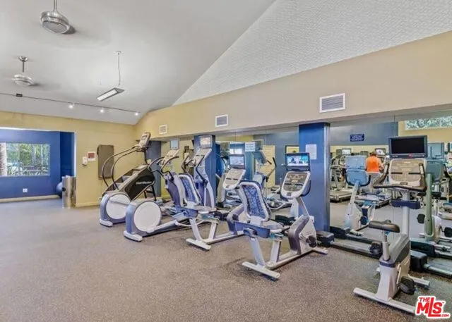 a view of a room with gym equipment