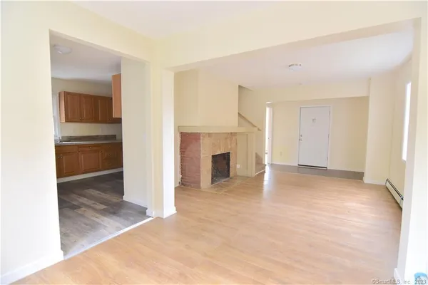 a view of a livingroom with a fireplace