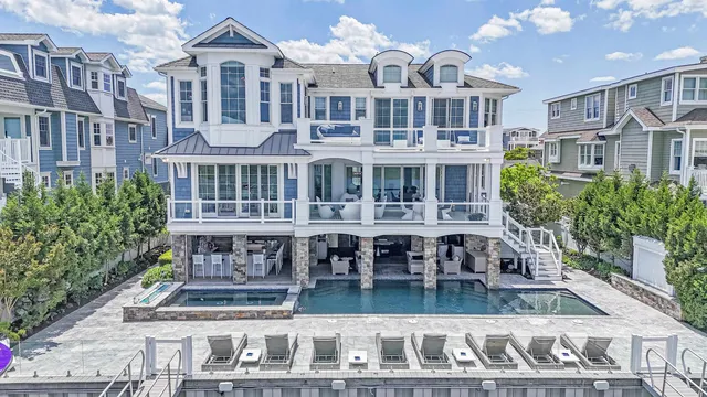 a front view of a building with a porch