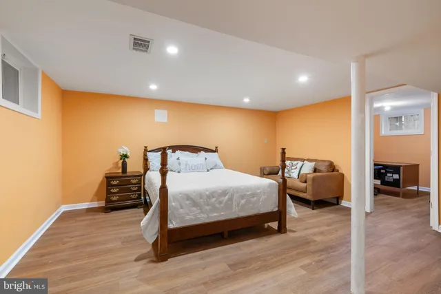 a view of a wooden deck with a bench