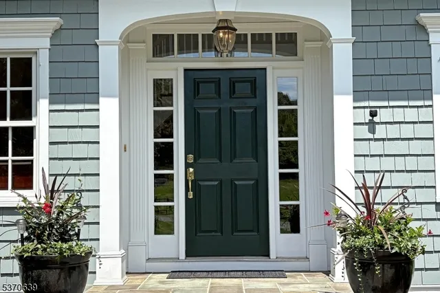a front view of a house with a potted plant and garage