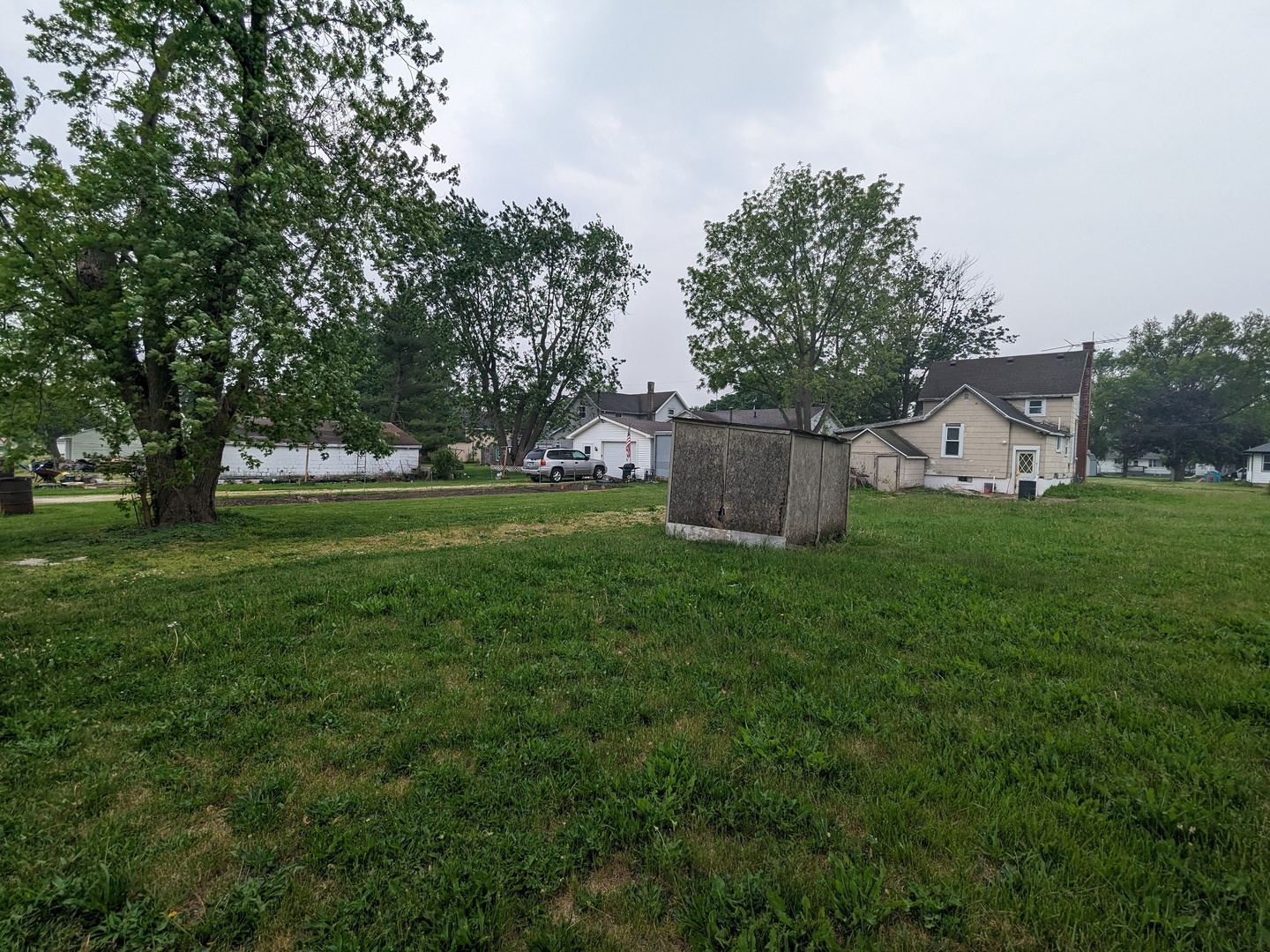 108 3rd Street Buckley, IL 60918 - Photo 5 of 23 a view of a white house with a big yard and large trees