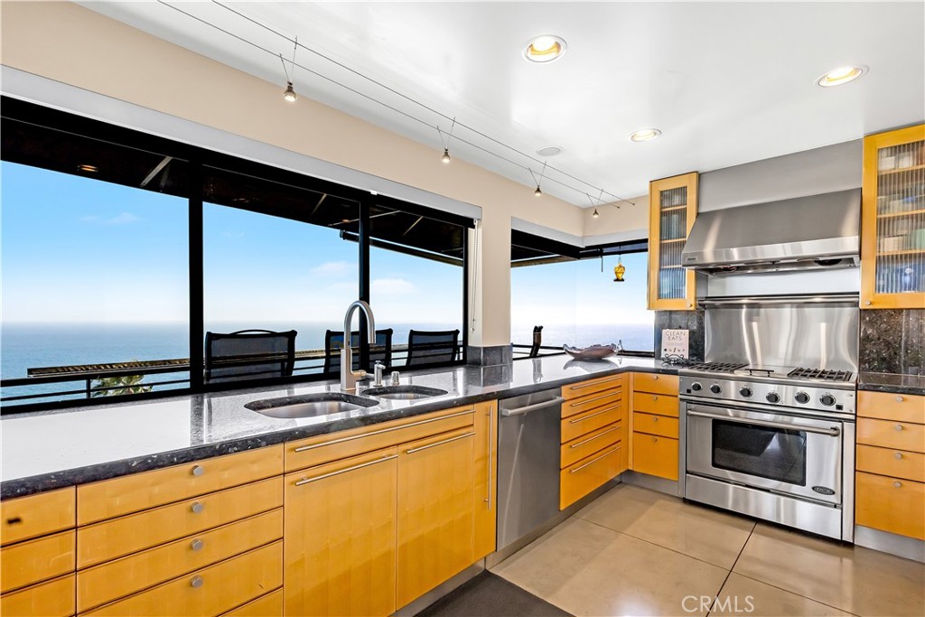 31411 Ceanothus Drive Laguna Beach, CA 92651 - Photo 16 of 60 a kitchen with stainless steel appliances a sink stove and cabinets