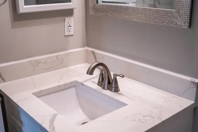 a close view of sink and tap